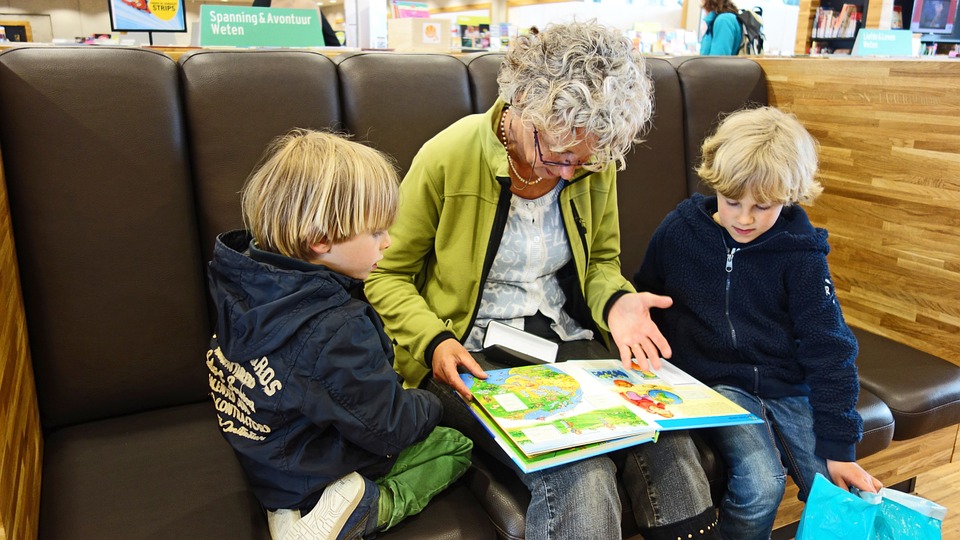 grandmother and kids